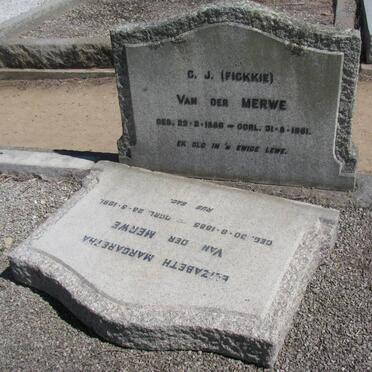 MERWE C.J., van der 1886-1961 &amp; Elizabeth Margaretha 1885-1961