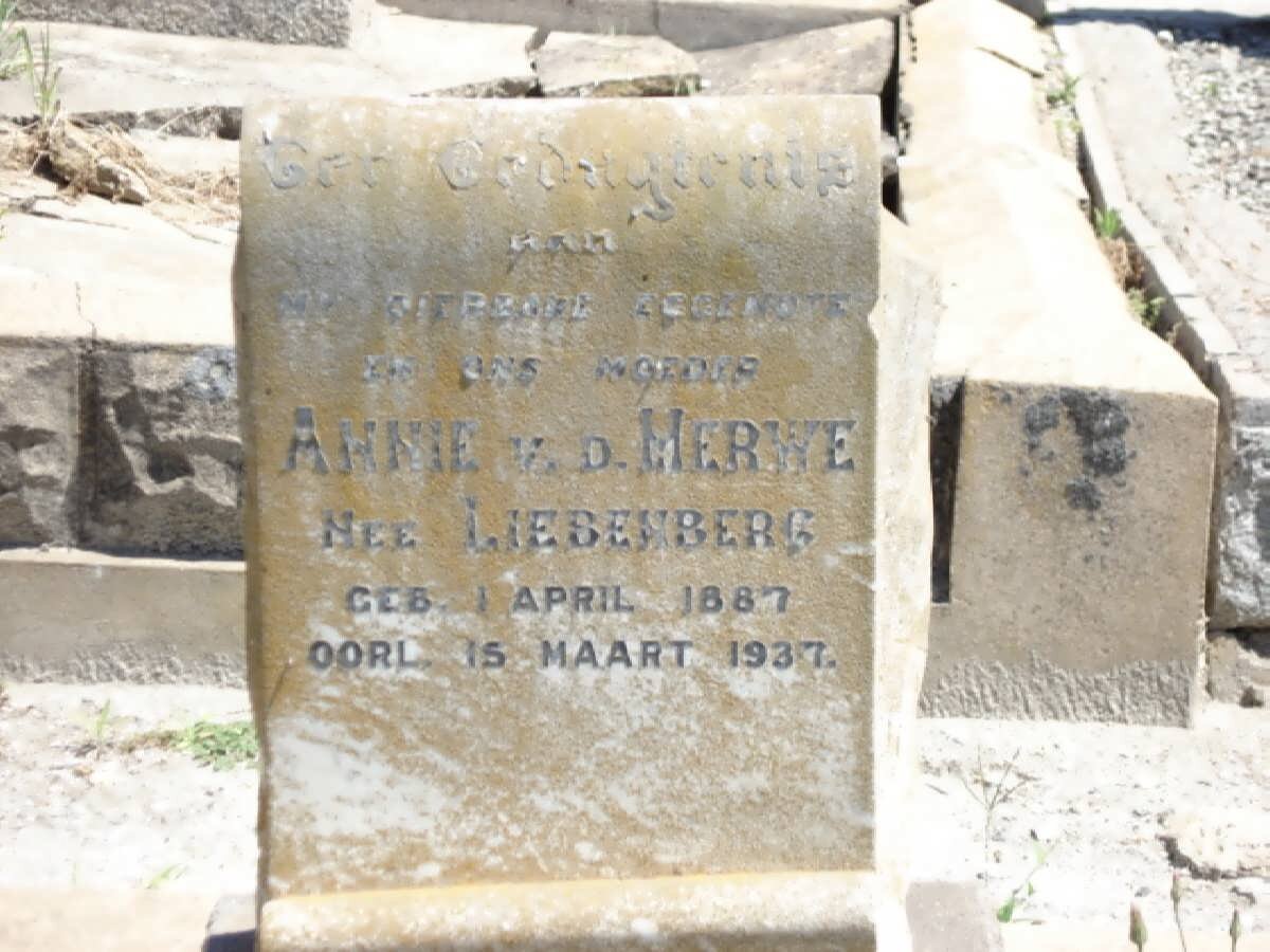 MERWE Annie, van der nee LIEBENBERG 1887-1937