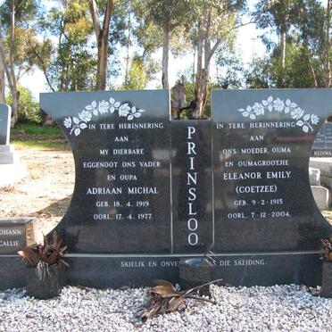 PRINSLOO Adriaan Michal 1919-1977 &amp; Eleanor Emily COETZEE 1915-2004