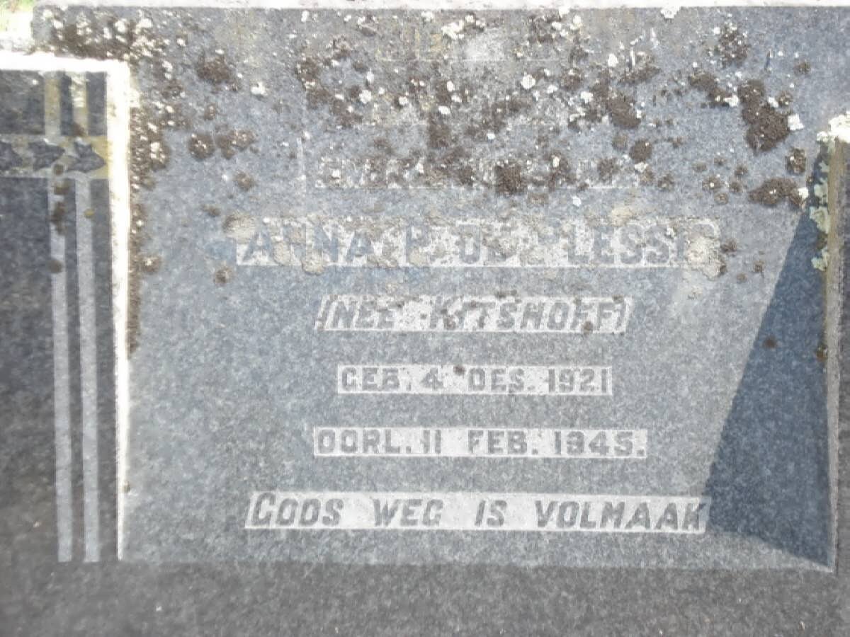 PLESSIS Anna P., du nee KITSHOFF 1921-1945