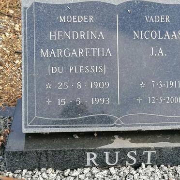 RUST Nicolaas J.A. 1911-2000 &amp; Hendrina Margaretha DU PLESSIS 1909-1993