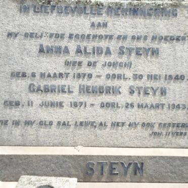 STEYN Gabriel Hendrik 1871-1943 &amp; Anna Alida DE JONGH 1870-1940