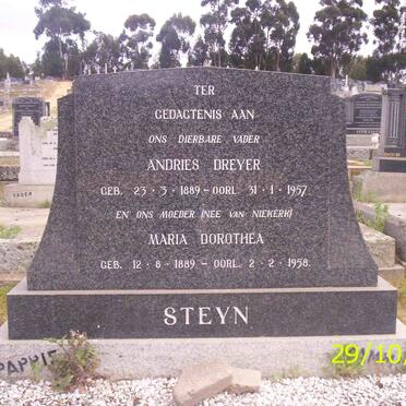 STEYN Andries Dreyer 1889-1957 &amp; Maria Dorothea van NIEKERK 1889-1958
