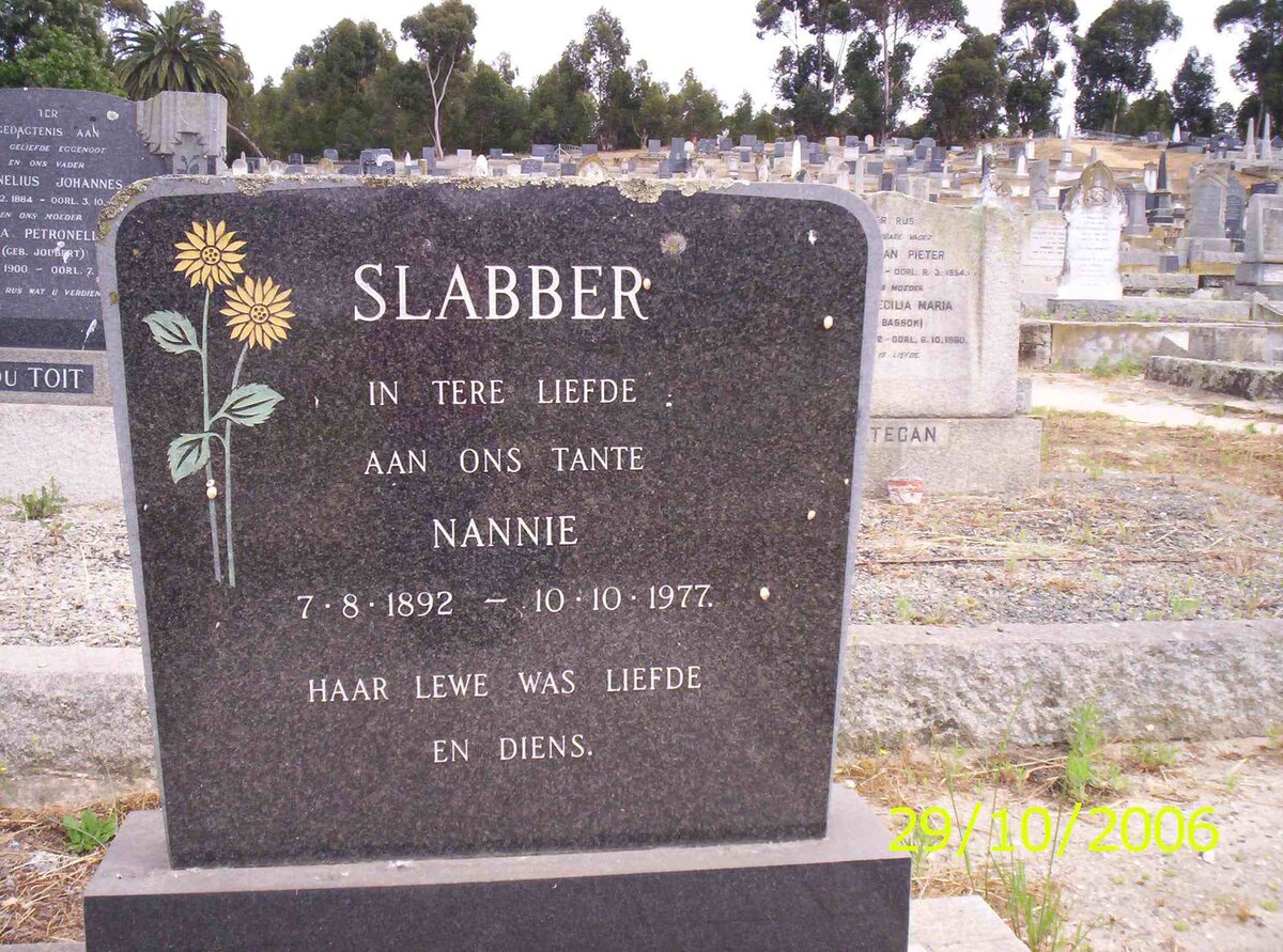 SLABBER Nannie 1892-1977