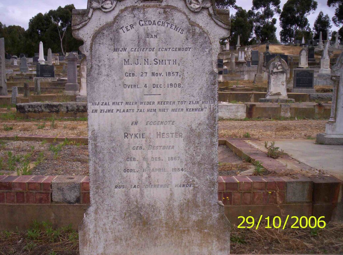 SMITH M.J.N. 1857-1908 &amp; Rykie Hester BESTBIER 1867-1954