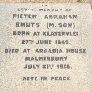 SMUTS Pieter Abraham 1849-1918