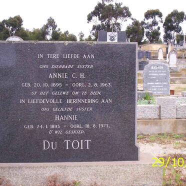 TOIT Annie C.H., du 1895-1963 :: DU TOIT Hannie 1893-1973
