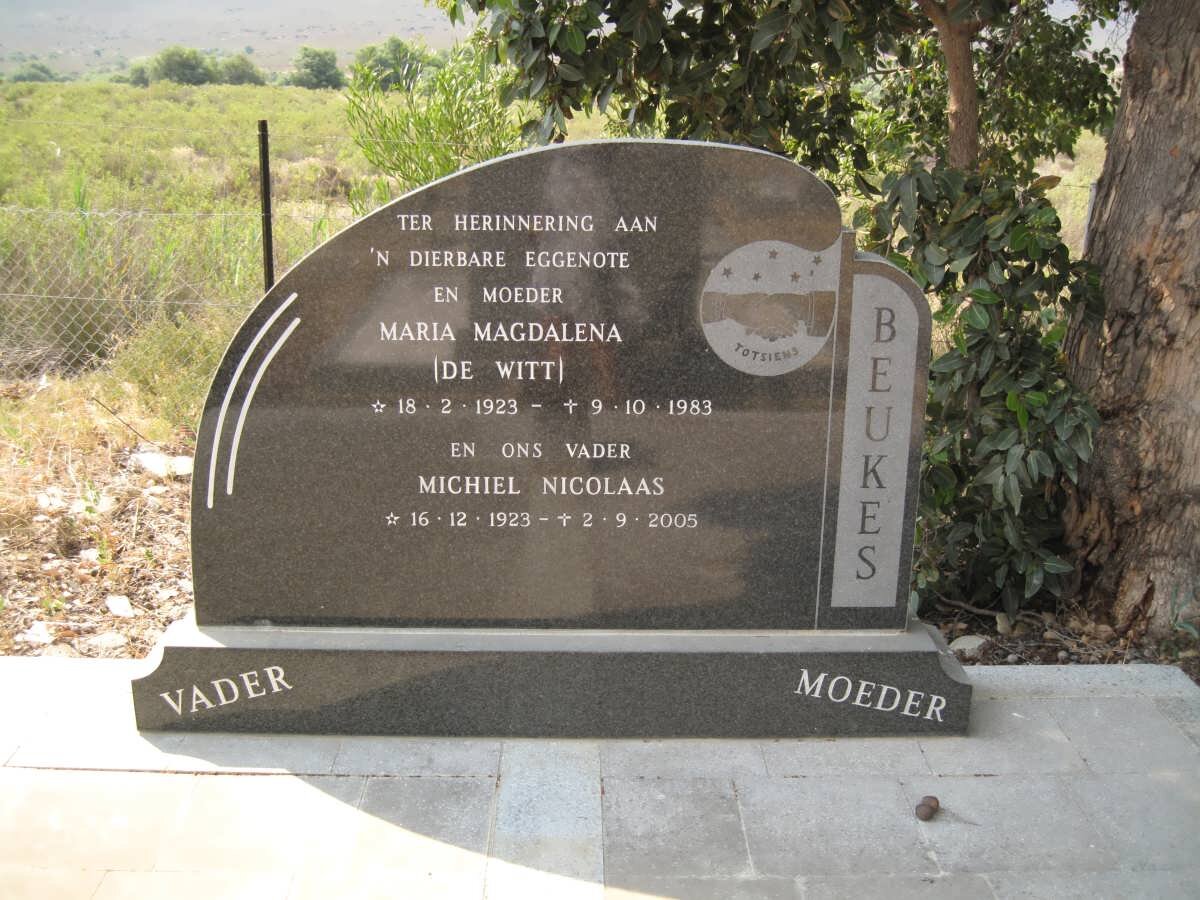 BEUKES Michiel Nicolaas 1923-2005 &amp; Maria Magdalena nee DE WITT 1923-1983