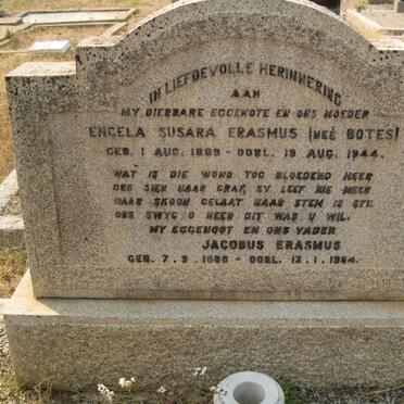 ERASMUS Jacobus 1886-1954 &amp; Engela Susara BOTES 1889-1944