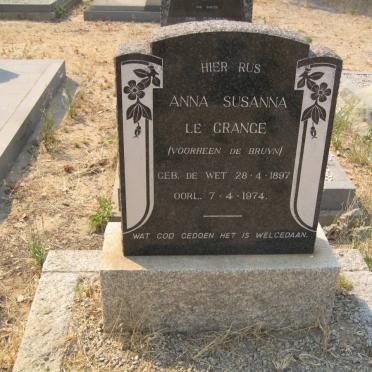 GRANGE Anna Susanna, le nee DE WET voorheen DE BRUYN 1897-1974