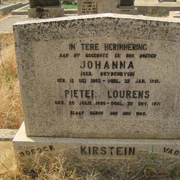 KIRSTEIN Pieter Lourens 1896-1971 &amp; Johanna NEYDENRYGH 1893-1951