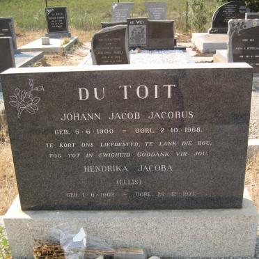 TOIT Johann Jacob Jacobus, du 1900-1968 &amp; Hendrika Jacoba ELLIS 1902-1971