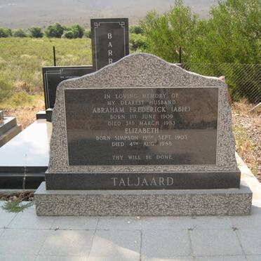 TALJAARD Abraham Frederick 1909-1983 &amp; Elizabeth SIMPSON 1903-1988