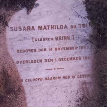TOIT Susara Mathilda, du nee BRINK 1865-1891