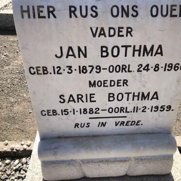 BOTHMA Jan 1879-1960 &amp; Sarie 1882-1959