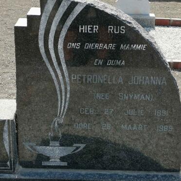 SOLMS Petronella Johanna nee SNYMAN 1891-1989