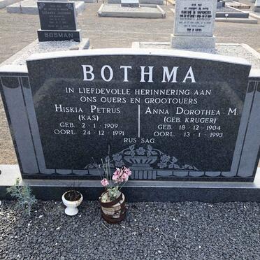 BOTHMA Hiskia Petrus 1909-1991 &amp; Anna Dorothea M. KRUGER 1904-1993