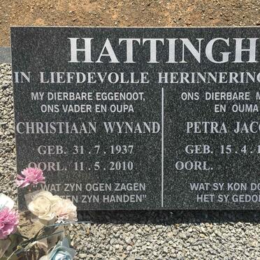HATTINGH Christiaan Wynand 1937-2010 &amp; Petra Jacoba 1939-