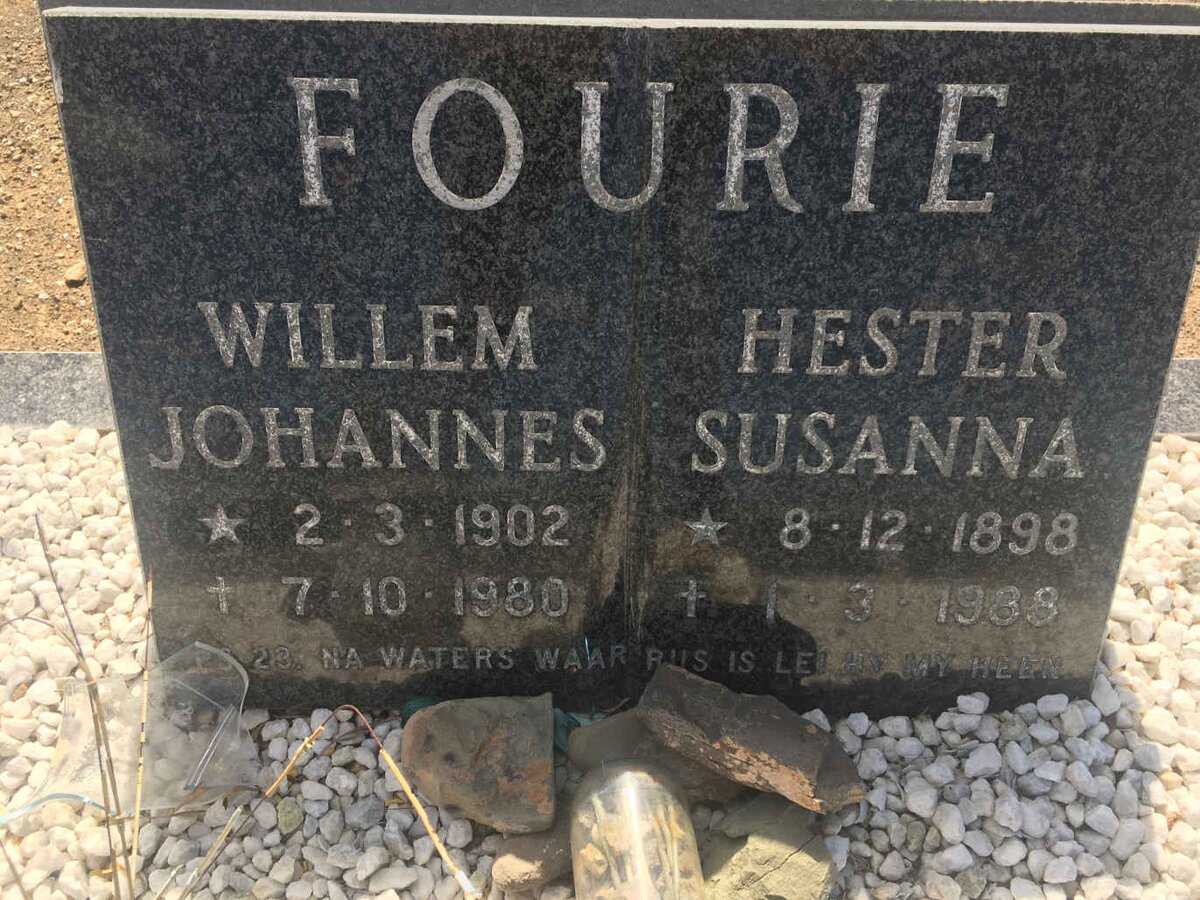 FOURIE Willem Johannes 1902-1980 &amp; Hester Susanna 1898-1988