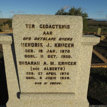 KRUGER Hendrik J. 1870-1950 & Susarah A.M. ALBERTS 1875-1939
