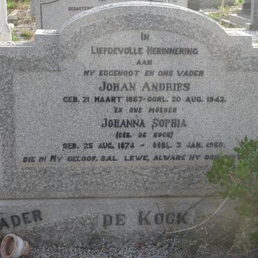 KOCK Johan Andries, de 1867-1942 &amp; Johanna Sophia DE KOCK 1874-1960