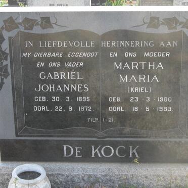KOCK Gabriel Johannes, de 1895-1972 &amp; Martha Maria KRIEL 1900-1983