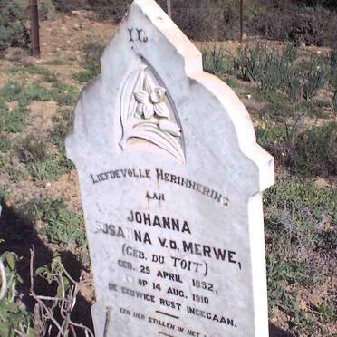 MERWE Johanna Susanna, v.d. nee DU TOIT 1852-1910