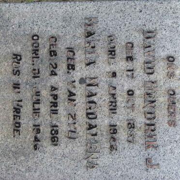 ROUX David Hendrik J. 1857-1943 &amp; Maria Magdalena VAN ZYL 1861-1946