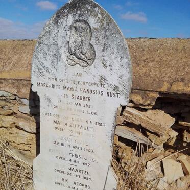RUST Margarite Maria Hanosius nee SLABBER 1853-1906 :: RUST Maria Elizabeth -1886 :: RUST Johan Frans -1895 :: RUST Frederick Christoffel -1897 :: RUST Dirk Maarten -1897 :: RUST Hendrik Jacobus -1899