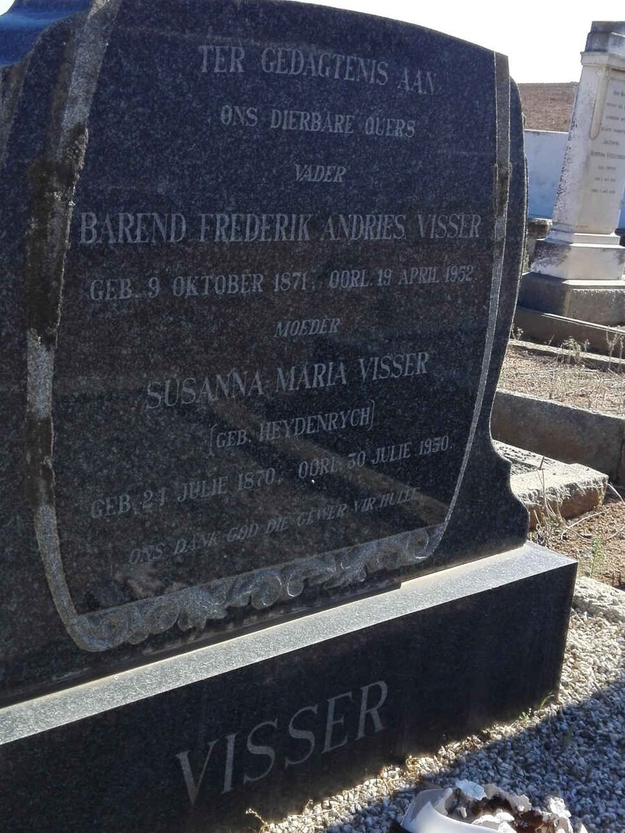 VISSER Barend Frederik Andries 1871-1952 & Susanna Maria HEYDENRYCH 1870-1950