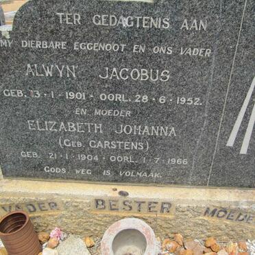 BESTER Alwyn Jacobus 1901-1952 &amp; Elizabeth Johanna CARSTENS 1904-1966
