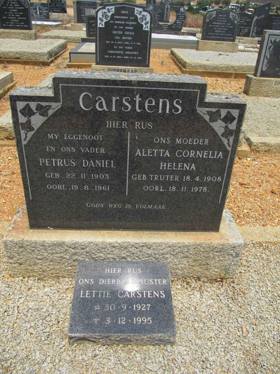 CARSTENS Petrus Daniel 1903-1961 &amp; Aletta Cornelia Helena TRUTER 1908-1978 :: CARSTENS Lettie 1927-1995