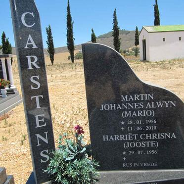 CARSTENS Martin Johannes Alwyn 1956-2010 &amp; Harriët Chrisna JOOSTE 1956-