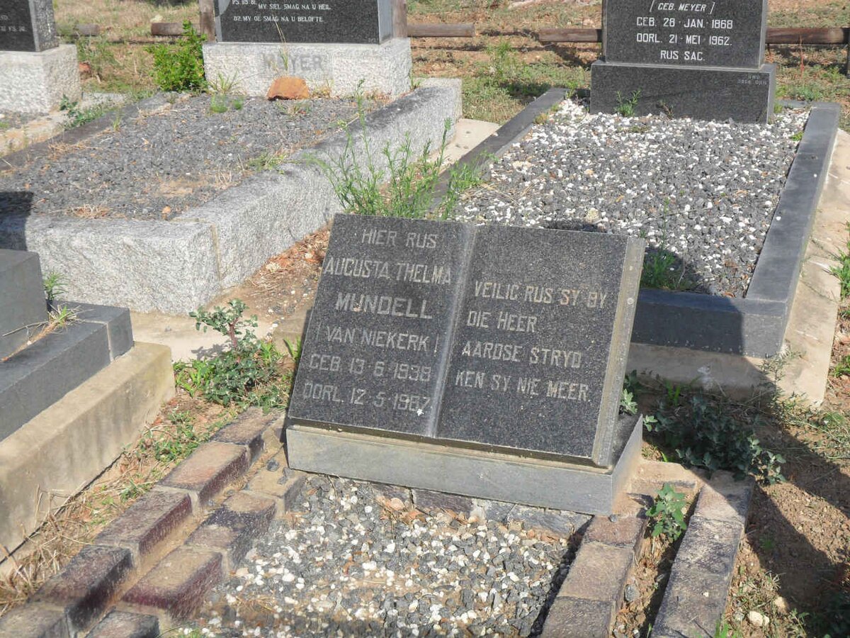 MUNDELL Augusta Thelma nee VAN NIEKERK 1938-1967