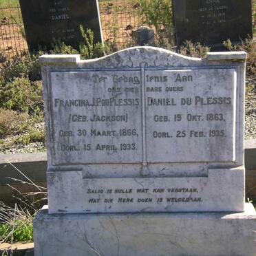 PLESSIS Daniel, du 1863-1935 &amp; Francina J.P. JACKSON 1866-1933