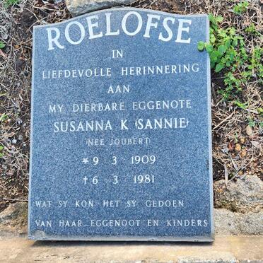 ROELOFSE Susanna K. nee JOUBERT 1909-1981