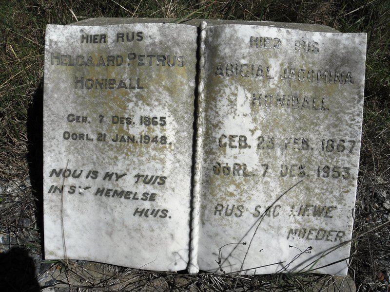 HONIBALL Helgaard Petrus 1865-1948 &amp; Abigial Jacomina 1867-1953