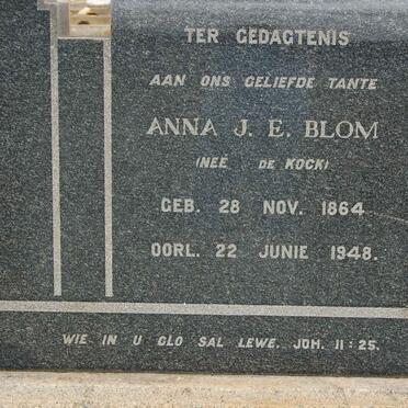 BLOM Anna J.E. nee DE KOCK 1864-1948