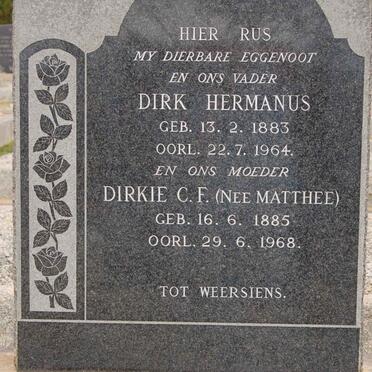 DYK Dirk Hermanus, van 1883-1964 &amp; Dirkie C.F. MATTHEE 1885-1968