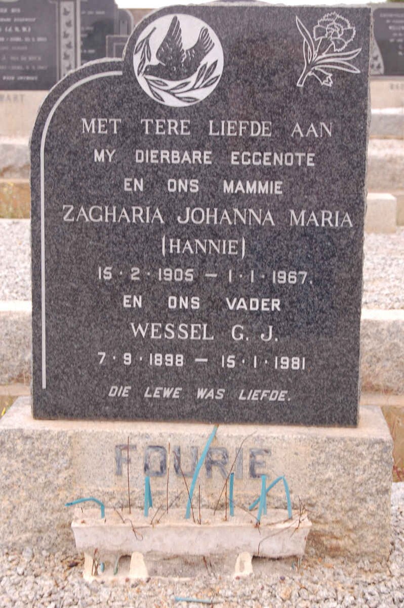 FOURIE Wessel G.J. 1898-1981 &amp; Zagharia Johanna Maria 1905-1967
