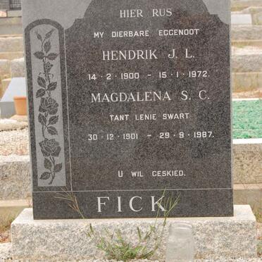 FICK Hendrik J.L. 1900-1972 &amp; Magdalena S.C. 1901-1987