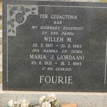 FOURIE Willem M. 1917-1963 &amp; Maria J. JORDAAN 1921-1985