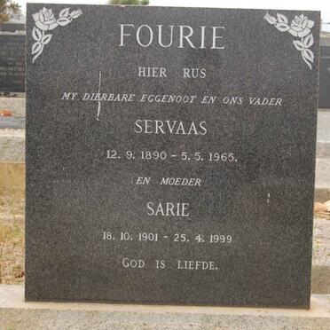FOURIE Servaas 1890-1965 &amp; Sarie 1901-1999