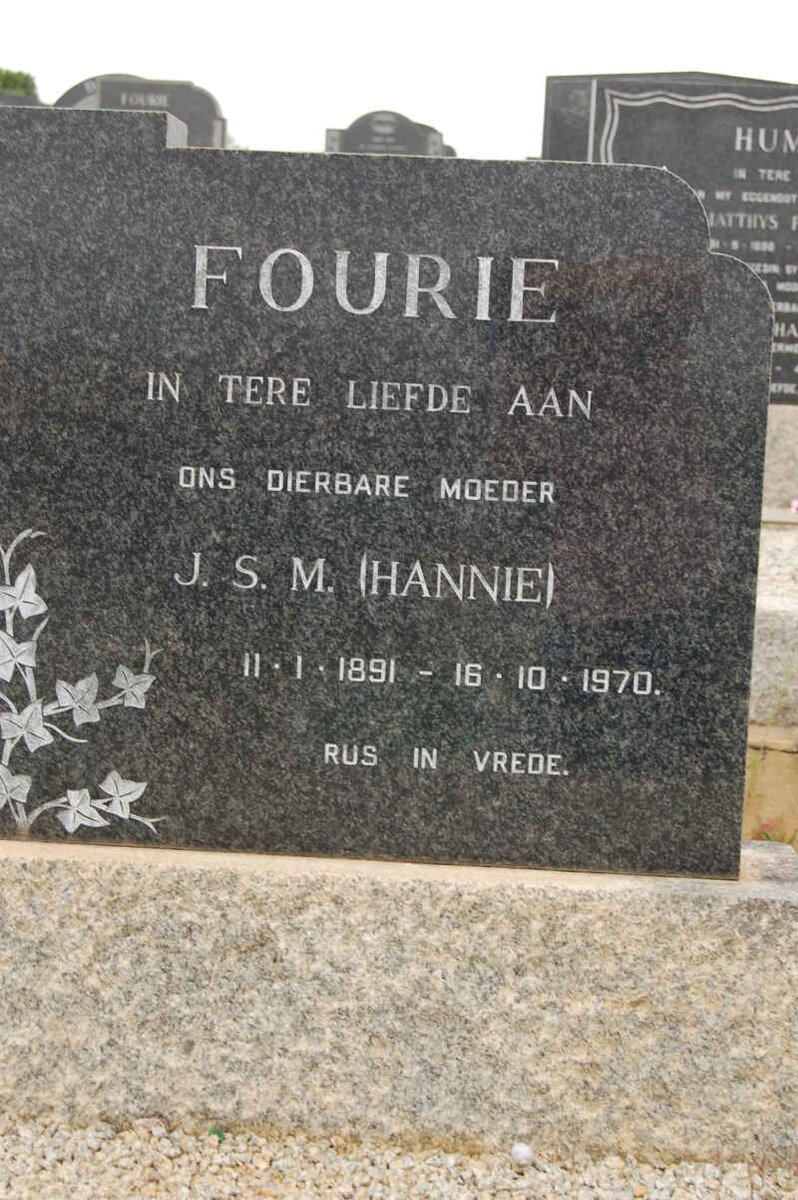 FOURIE J.S.M. 1891-1970