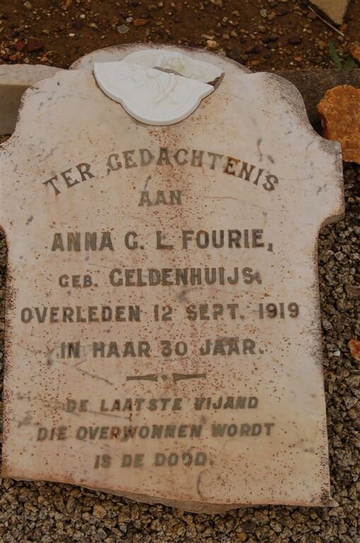 FOURIE Anna G.L. nee GELDENHUIJS -1919