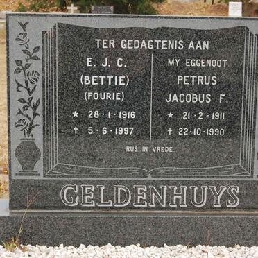 GELDENHUYS Petrus Jacobus F. 1911-1990 &amp; E.J.C. FOURIE 1916-1997