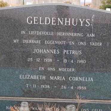GELDENHUYS Johannes Petrus 1938-1980 &amp; Elizabeth Maria Cornelia 1938-1988