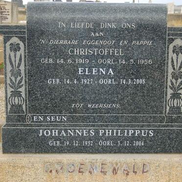 GROENEWALD Christoffel 1919-1956 &amp; Elena 1927-2005 :: GROENEWALD Johannes Philippus 1952-2004