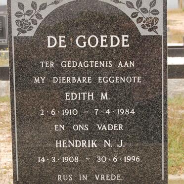 GOEDE Hendrik N.J., de 1908-1996 &amp; Edith M. 1910-1984