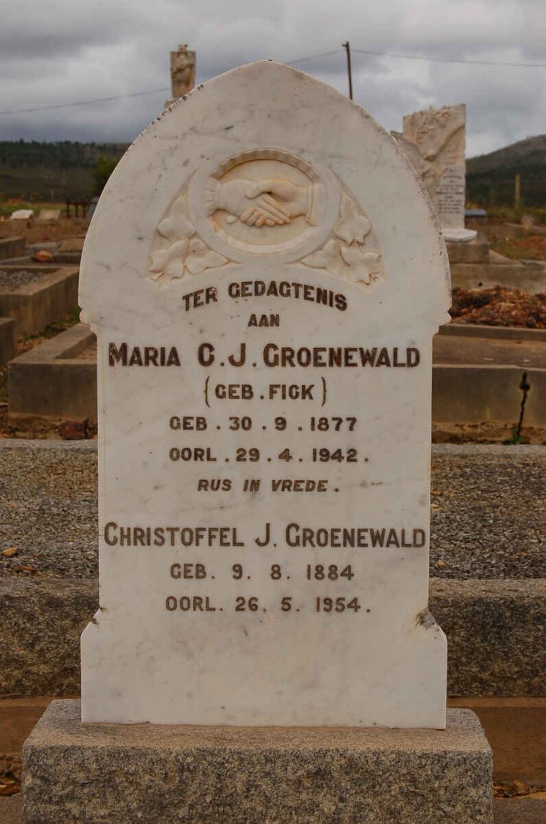 GROENEWALD Christoffel J. 1884-1954 &amp; Maria C.J. FICK 1877-1942